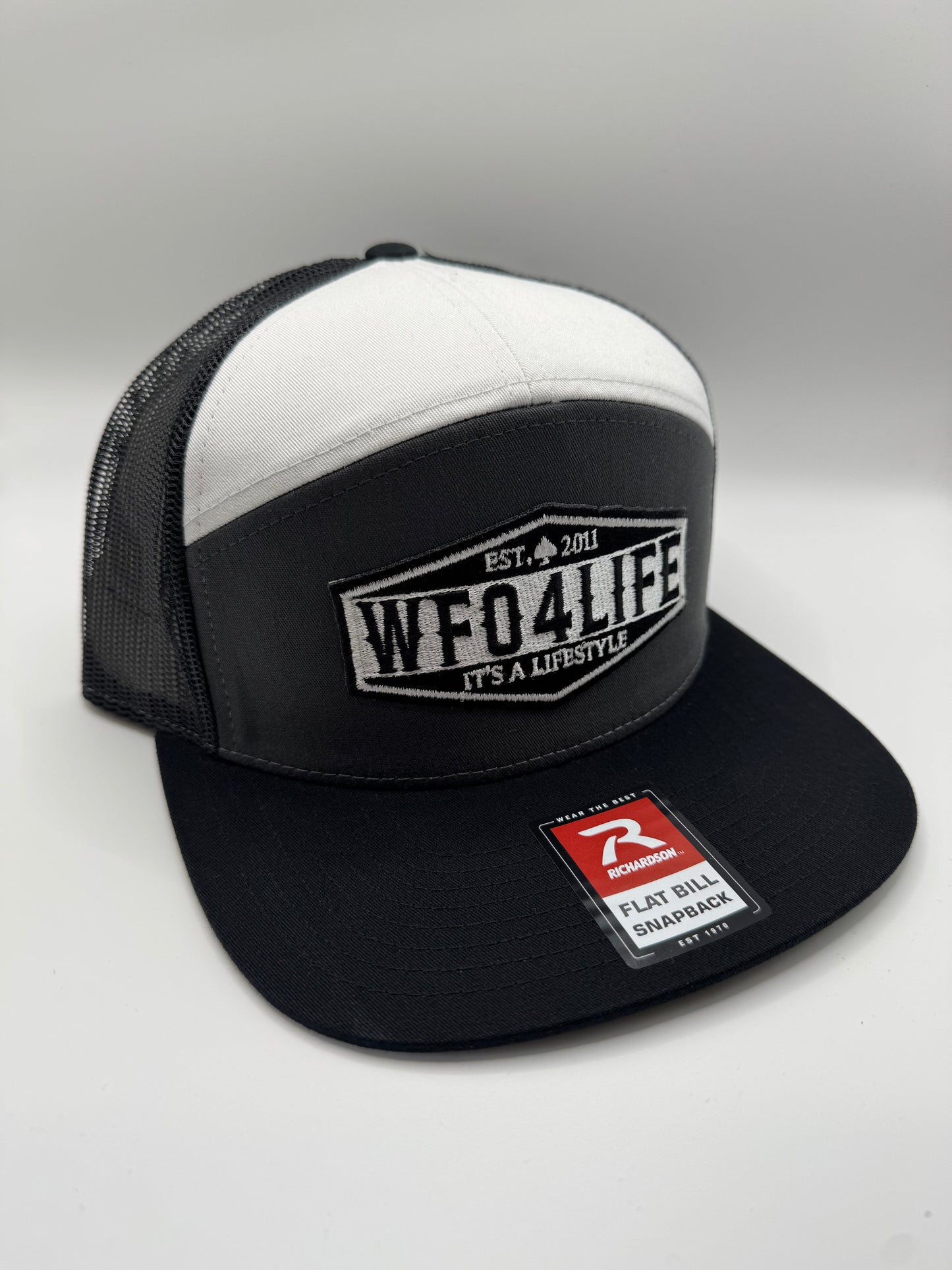 WFO 4 LIFE ™ - "Lifestyle Patch" 7 Panel Mesh Snapback Hat - Flat Bill - 3 Color Options