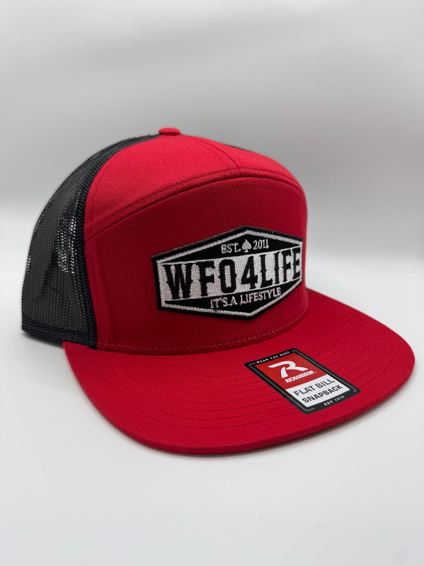 WFO 4 LIFE ™ - "Lifestyle Patch" 7 Panel Mesh Snapback Hat - Flat Bill - 3 Color Options