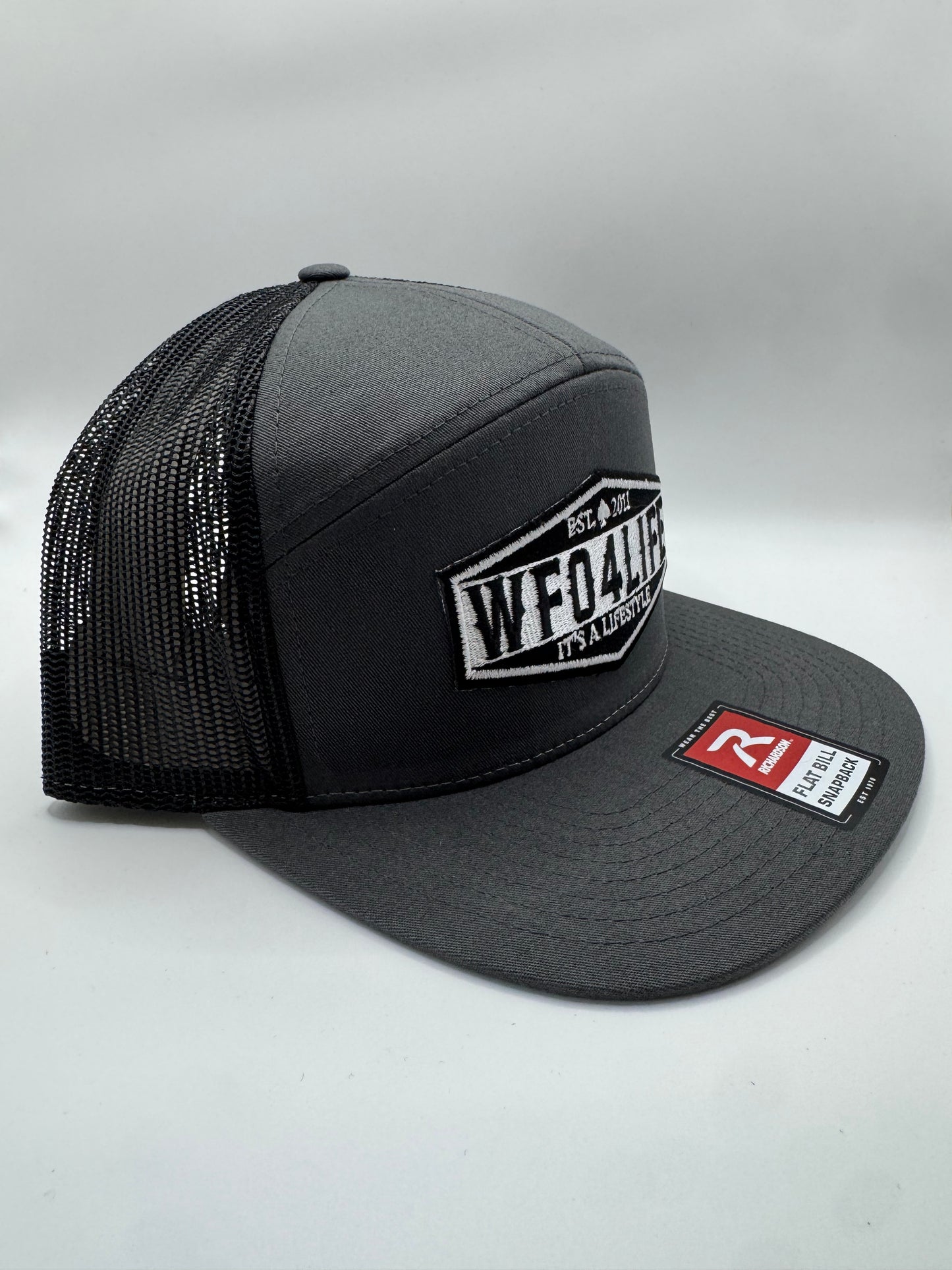 WFO 4 LIFE ™ - "Lifestyle Patch" 7 Panel Mesh Snapback Hat - Flat Bill - 3 Color Options