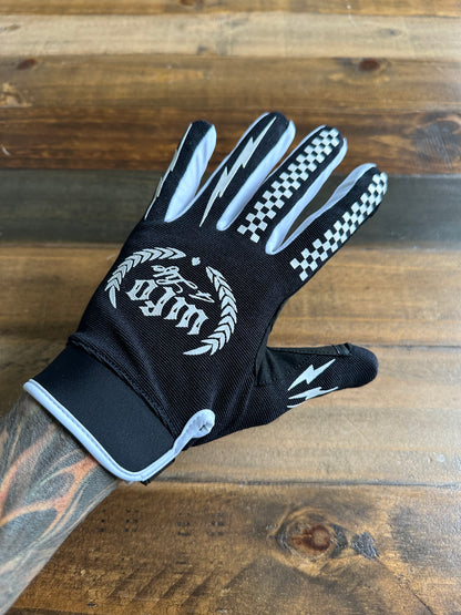 WFO 4 LIFE ™ - NEW - Moto X Style Gloves "Checkered Bolt" - Black