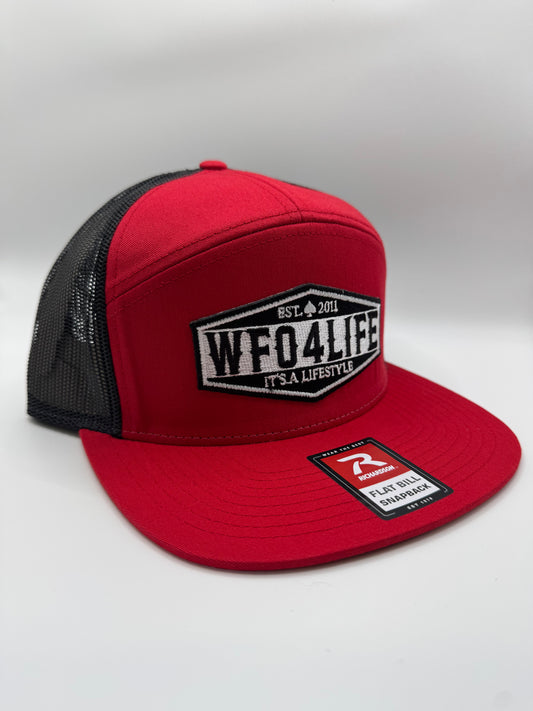 WFO 4 LIFE ™ - "Lifestyle Patch" 7 Panel Mesh Snapback Hat - Flat Bill - 3 Color Options